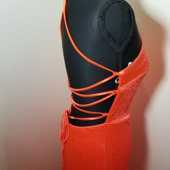 Lulus Womens Medium Coral Halter Long Dress Rhinestone HOCO Formal Prom NWT - Picture 9 of 15